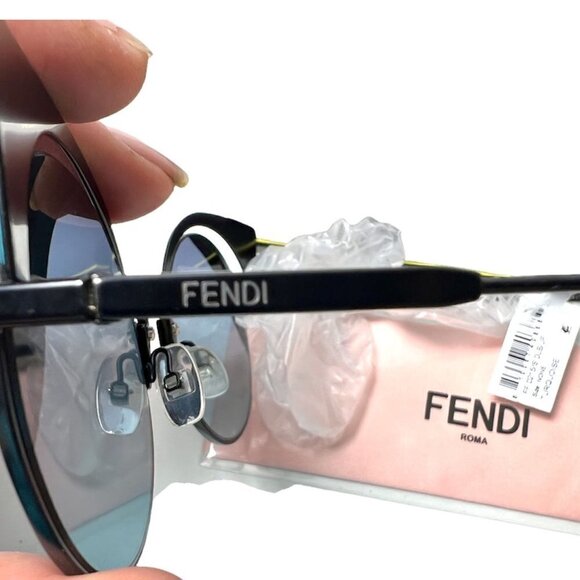 Fendi Womens Cat Eyes Blue Metal Frame 53mm Modified Sunglasses with Case New main image 2